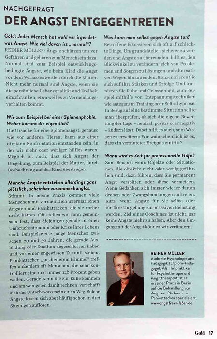 (c) Screenshot von "Gold meine Zeit!" - 07/2019 - Interview mit Coach und Angsttherapeut Reiner Müller